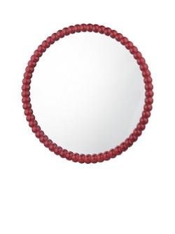 Där Ruan Bobbin Round Wood Frame Wall Mirror, 70cm, Red