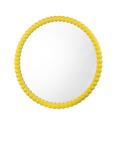 Där Ruan Bobbin Round Wood Frame Wall Mirror, 70cm, Yellow