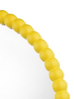 Där Ruan Bobbin Round Wood Frame Wall Mirror, 70cm - view 2, Yellow