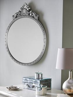 Laura Ashley Overton Round Wall Mirror, 73 x 58cm - view 2, Silver
