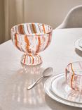 John Lewis Candy Cane Footed Small Glass Bowl, 12.7cm, Pink/Multi