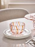 John Lewis Candy Cane Glass Bowl, 17.5cm, Pink