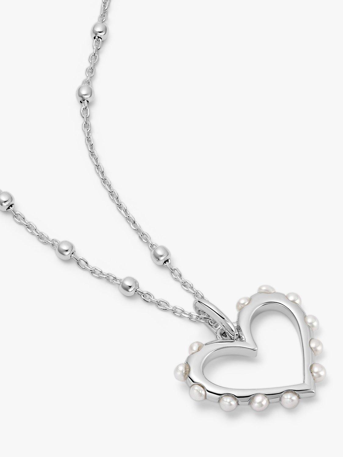 Product image 1 of 3, which shows Daisy London Heart Pearl Pendant Necklace, Silver