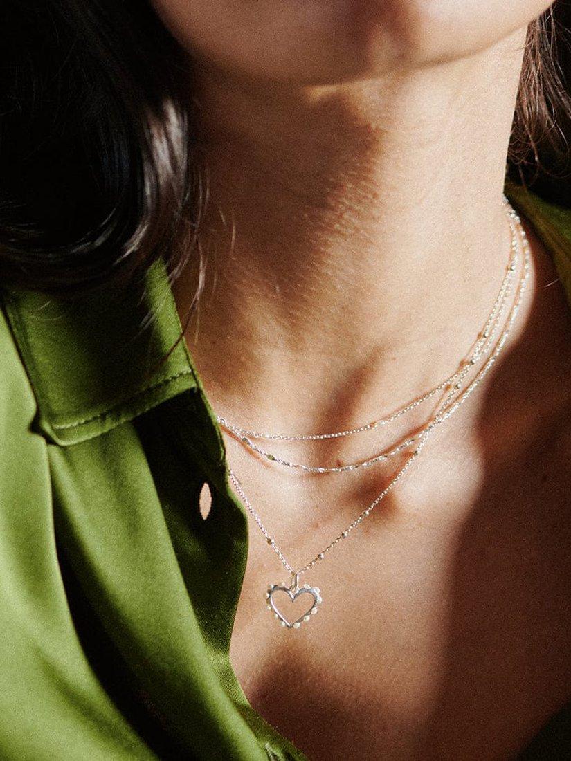 Product image 3 of 3, which shows Daisy London Heart Pearl Pendant Necklace, Silver