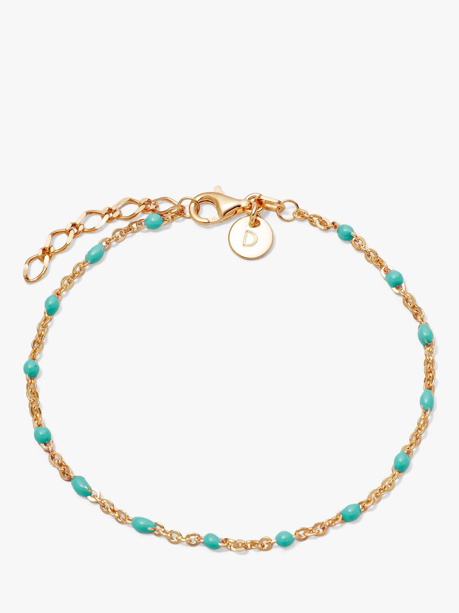 Product image 1 of 4, which shows Daisy London Enamel Bead Chain Bracelet, Gold/Blue