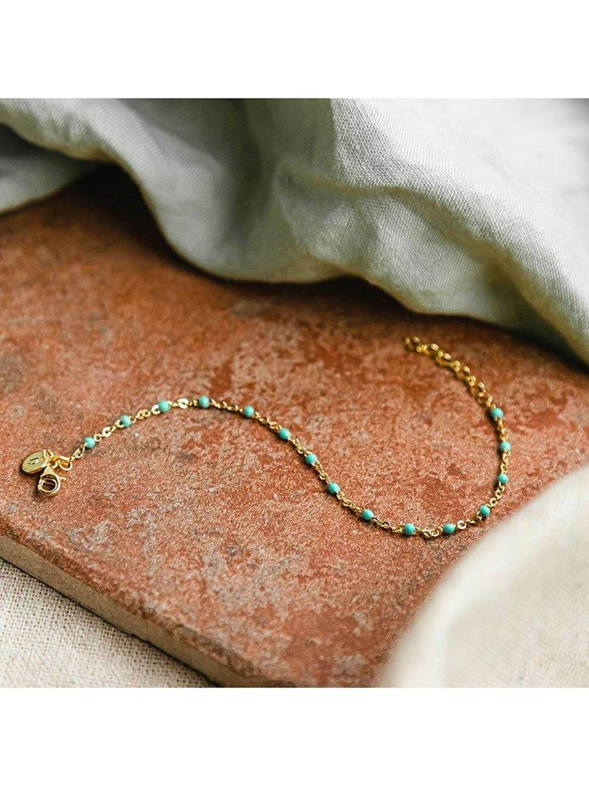 Product image 2 of 4, which shows Daisy London Enamel Bead Chain Bracelet, Gold/Blue