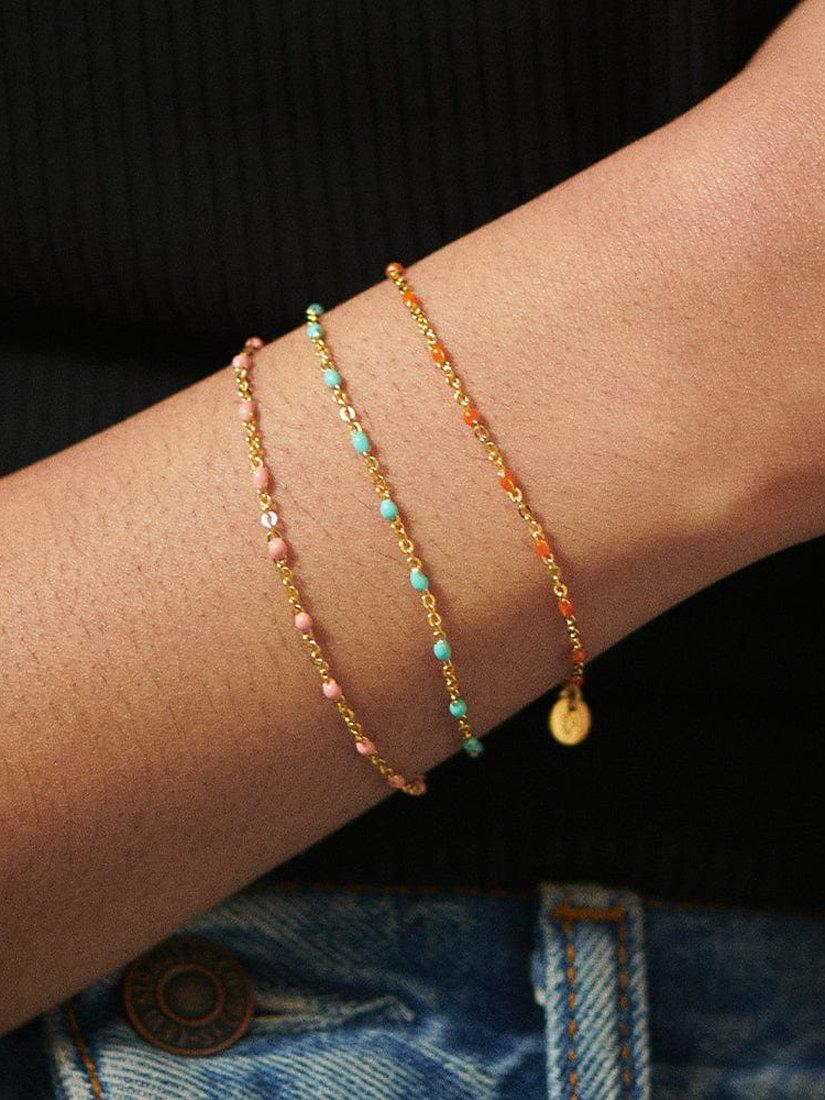 Product image 3 of 4, which shows Daisy London Enamel Bead Chain Bracelet, Gold/Blue