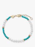 Daisy London Pearl and Turquoise Beaded Bracelet, Gold