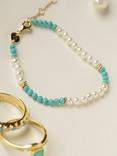 Daisy London Pearl and Turquoise Beaded Bracelet, Gold