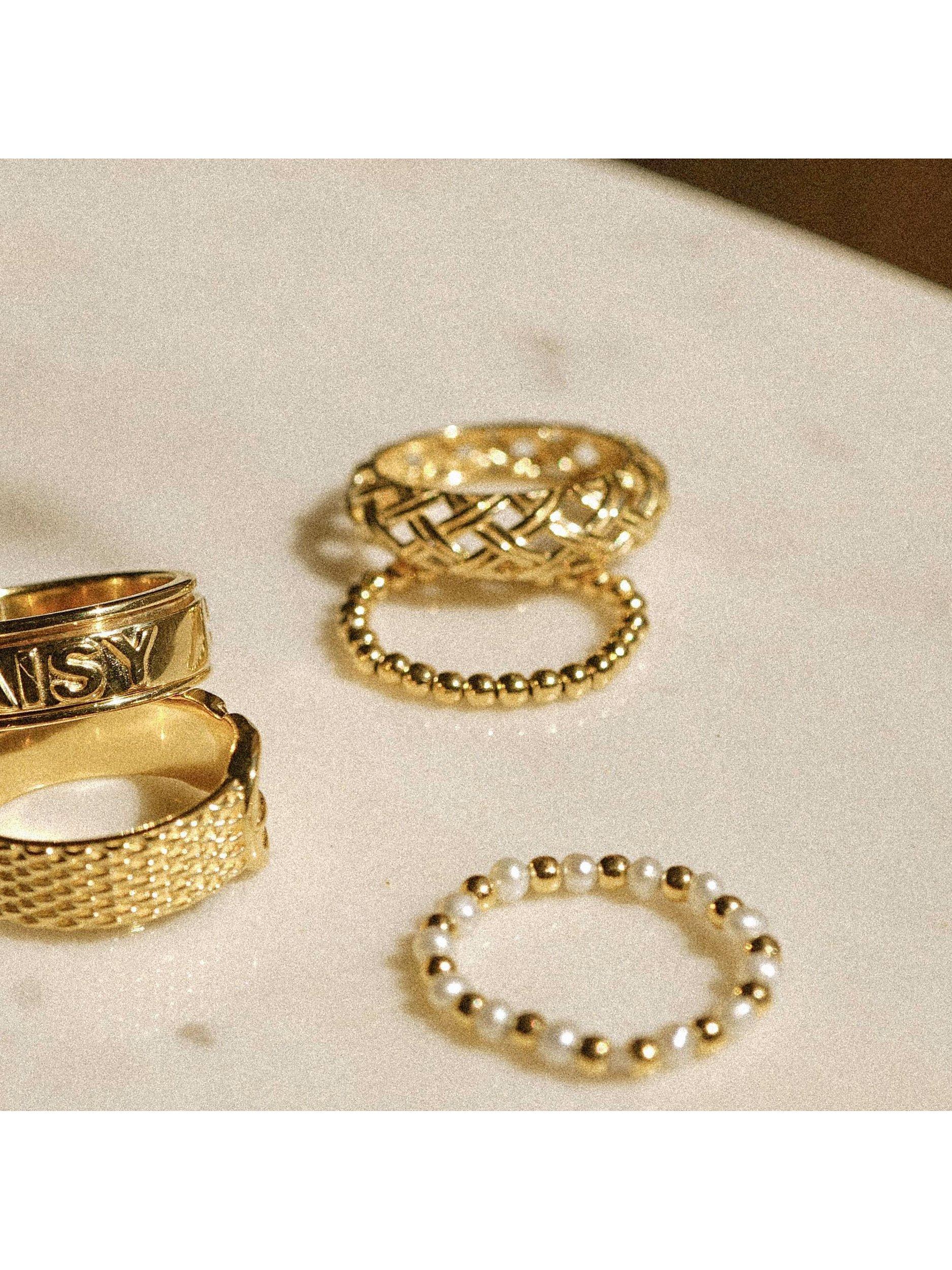 Product image 2 of 3, which shows Daisy London Shrimps x Daisy Beaded Ring, Gold, N