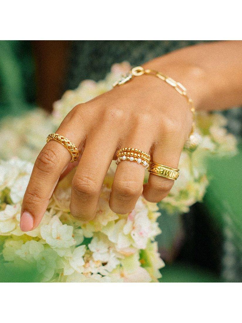 Product image 3 of 3, which shows Daisy London Shrimps x Daisy Beaded Ring, Gold, N