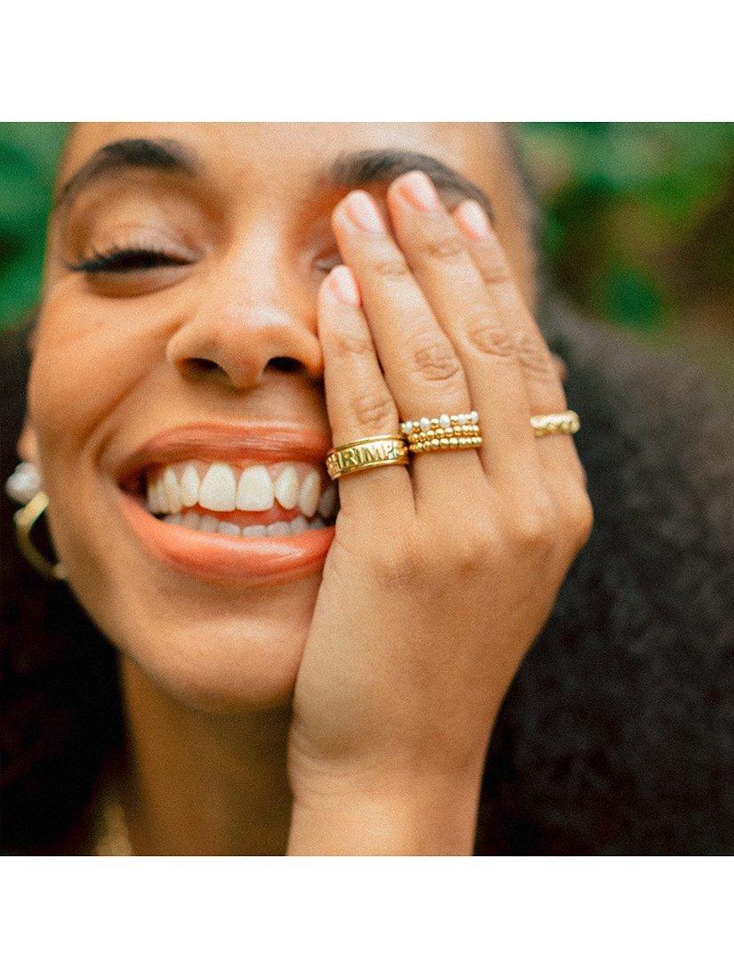 Product image 3 of 3, which shows Daisy London Shrimps x Daisy Pearl Beaded Ring, Gold, P