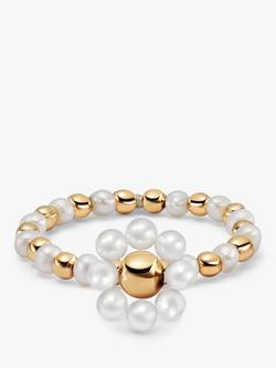 Daisy London Shrimps x Daisy Pearl Beaded Flower Ring, Gold, Gold