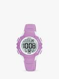 Lorus R2369PX9 Kids' Digital Silicone Strap Watch, Light Purple