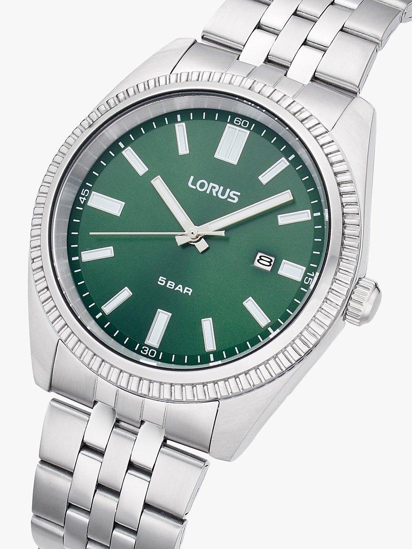 Product image 2 of 4, which shows Lorus Men's Heritage Date Bracelet Strap Watch, Silver/Green