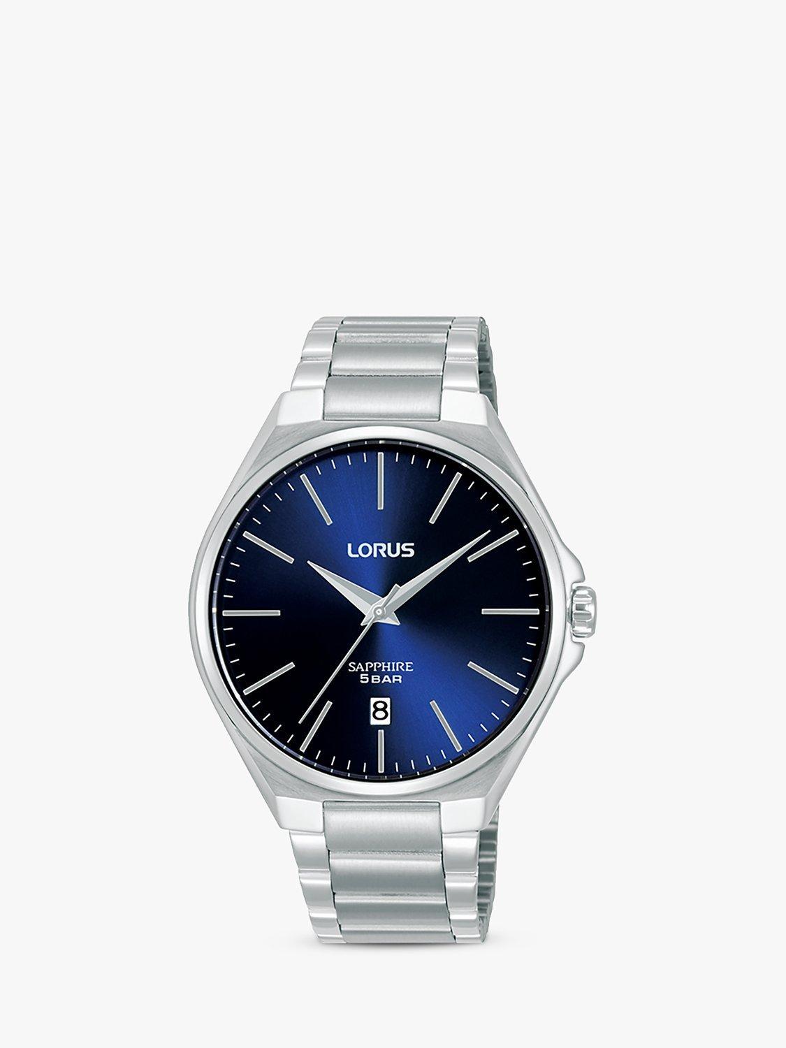 Product image 1 of 4, which shows Lorus Men's Sapphire Date Bracelet Strap Watch, Silver/Blue