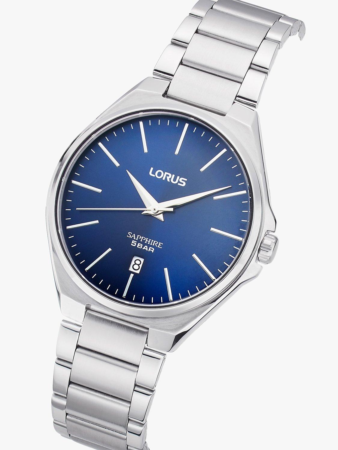 Product image 2 of 4, which shows Lorus Men's Sapphire Date Bracelet Strap Watch, Silver/Blue
