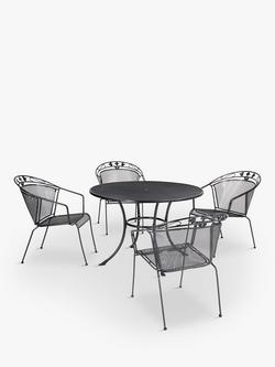 John Lewis Henley by KETTLER 4-Seater Round Garden Dining Table & Chairs Set, Iron Grey, 