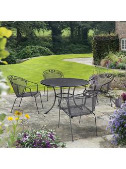 John Lewis Henley by KETTLER 4-Seater Round Garden Dining Table & Chairs Set, Iron Grey - view 2, 