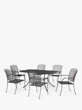 John Lewis Henley by KETTLER 6 Seater Rectangular Garden Dining Table & Armchairs Set, Iron Grey