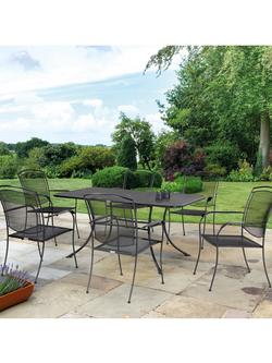 John Lewis Henley by KETTLER 6 Seater Rectangular Garden Dining Table & Armchairs Set, Iron Grey - view 2, 