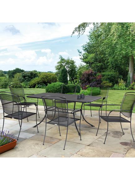 John Lewis Henley by KETTLER 6 Seater Rectangular Garden Dining Table & Armchairs Set, Iron Grey - view 2, 