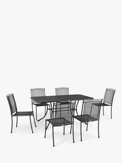John Lewis Henley by KETTLER 6-Seater Rectangular Garden Dining Table & Straight Sided Chairs Set, Iron Grey, 