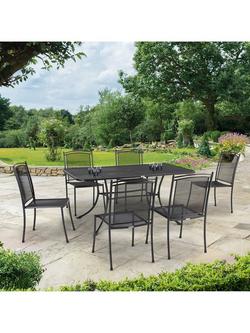 John Lewis Henley by KETTLER 6-Seater Rectangular Garden Dining Table & Straight Sided Chairs Set, Iron Grey - view 2, 