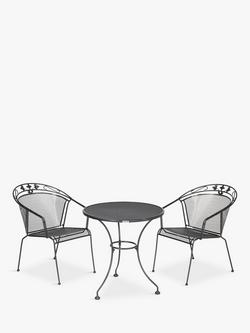 John Lewis Henley by KETTLER 2-Seater Round Garden Bistro Dining Table & Chairs Set, Iron Grey, 
