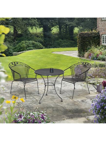 John Lewis Henley by KETTLER 2-Seater Round Garden Bistro Dining Table & Chairs Set, Iron Grey - view 2, 