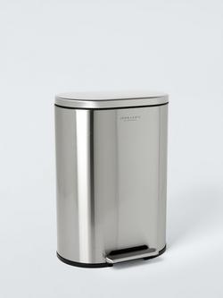 John Lewis Oval 2 section Recycling Pedal Bin, Brushed Stainless Steel, 2x 23L, Stainless Steel