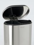 John Lewis Oval 2 section Recycling Pedal Bin, Brushed Stainless Steel, 2x 23L