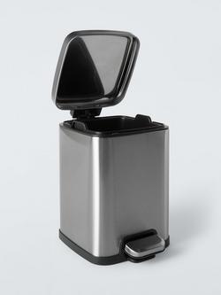 John Lewis Soft Close Bathroom Pedal Bin, 4L - view 2, Matt Stainless Steel