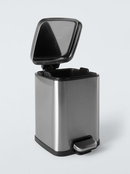 John Lewis Soft Close Bathroom Pedal Bin, 4L - view 2, Matt Stainless Steel
