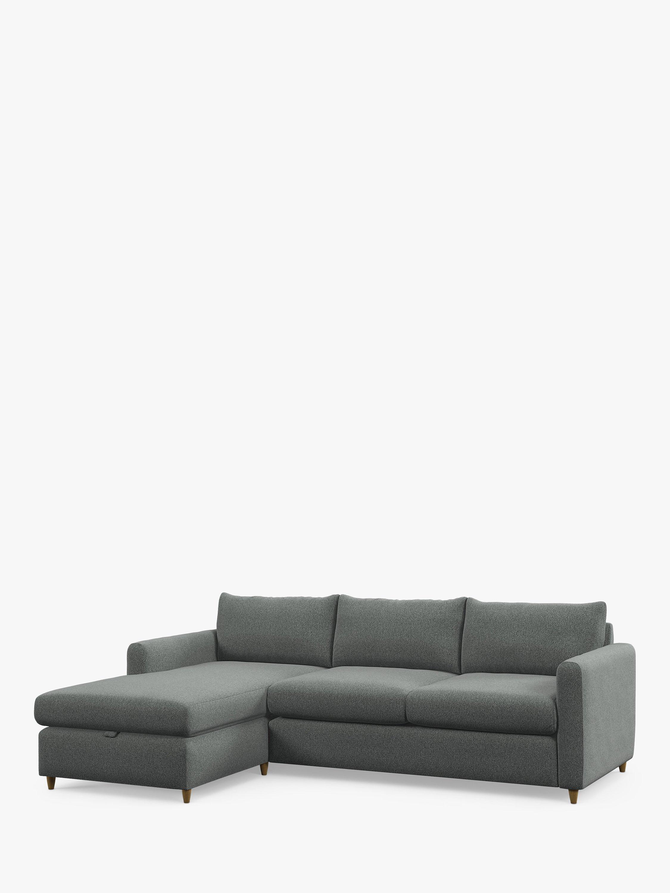 Bailey II Range, John Lewis Bailey II LHF Chaise End Sofabed, Light Leg, Brushed Tweed Grey