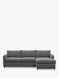 John Lewis Bailey II RHF Chaise End Sofabed, Light Leg, Brushed Tweed Grey, Brushed Tweed Grey