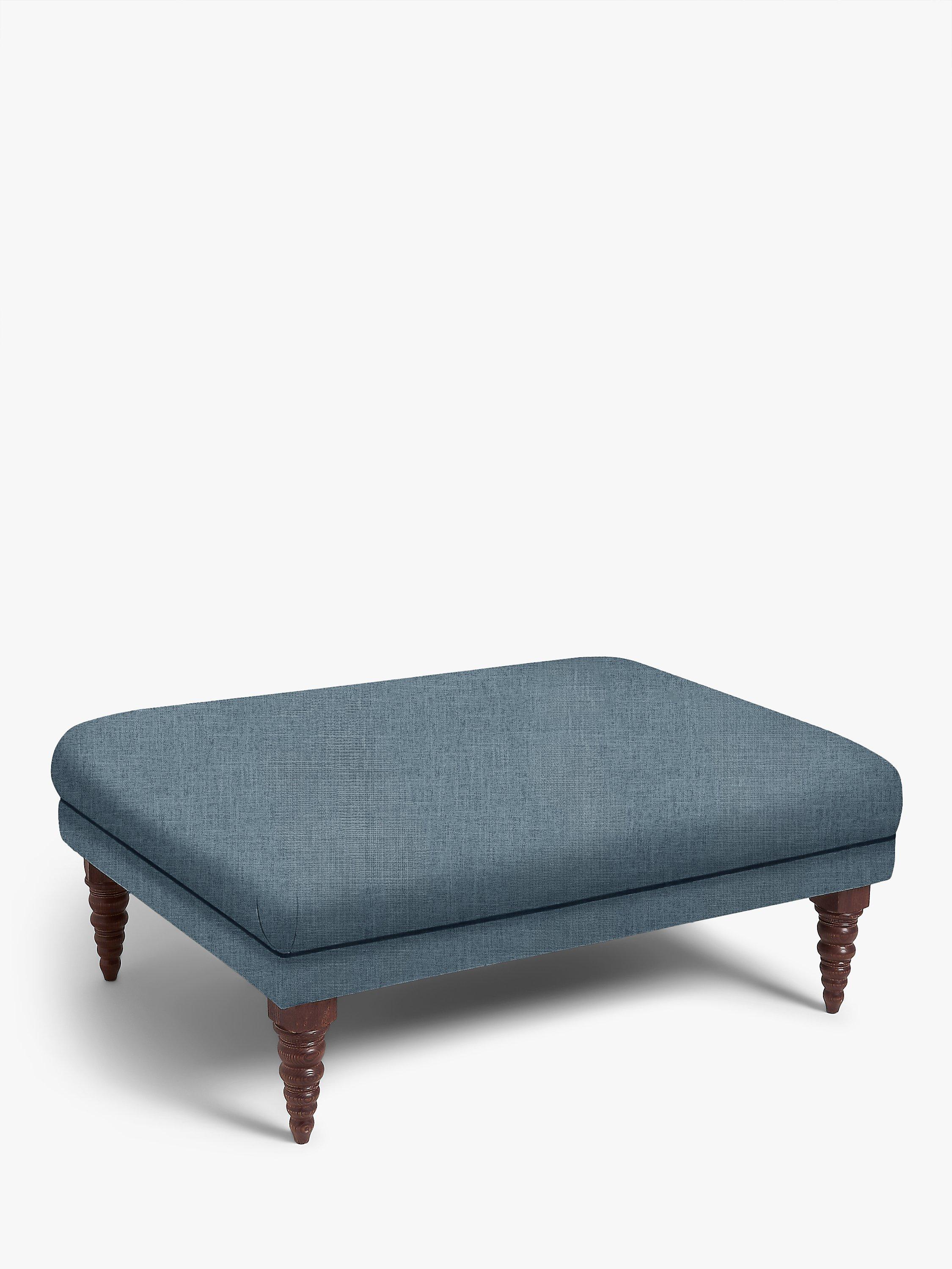 Sloane Range, John Lewis Sloane Foostool, Dark Leg, Textured Linen Loch Blue