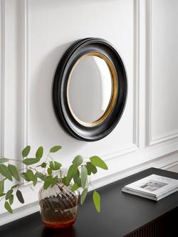 John Lewis Georgian Round Wood Frame Convex Wall Mirror, 50cm, Black/Gold - view 2, Black/ Gold
