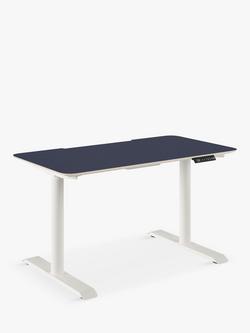 Bisley Cyl Sit/Stand Desk, 120cm - view 2, Indigo/White