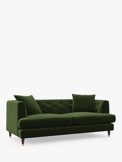 John Lewis Chester Large 3 Seater Sofa, Dark Leg, Easy Clean Plush Velvet Olive Green, Easy Clean Plush Velvet Olive