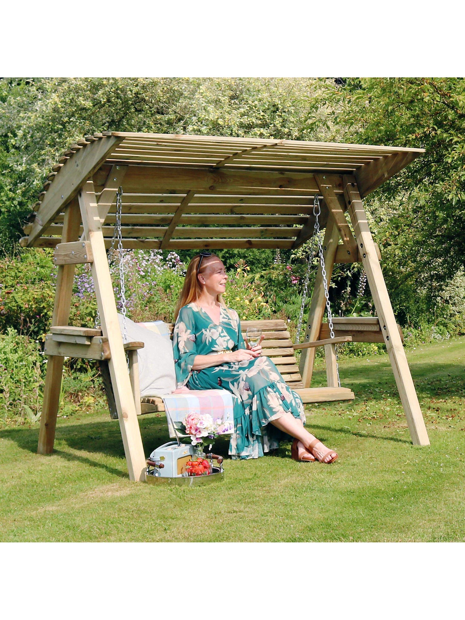 Zest Miami 2 Seater Wooden Garden Swing Seat Natural