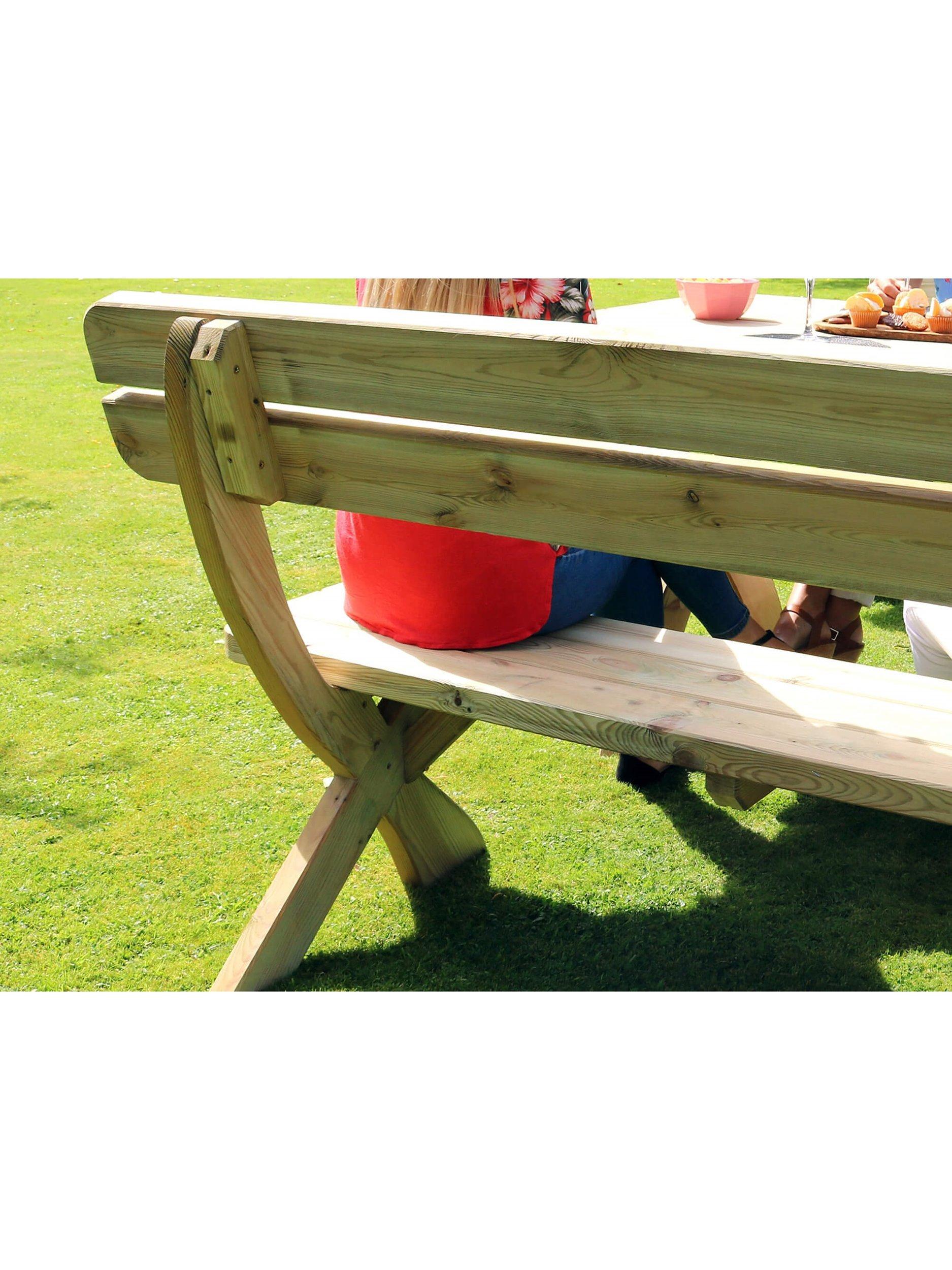Zest Harriet Wooden 6-Seater Garden Dining Table & Bench Set, Natural