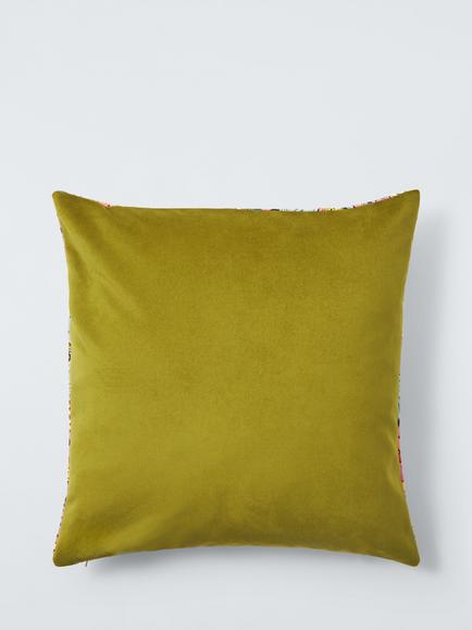 Morris & Co. Golden Lily Velvet Cushion, Ink - view 2, Pink