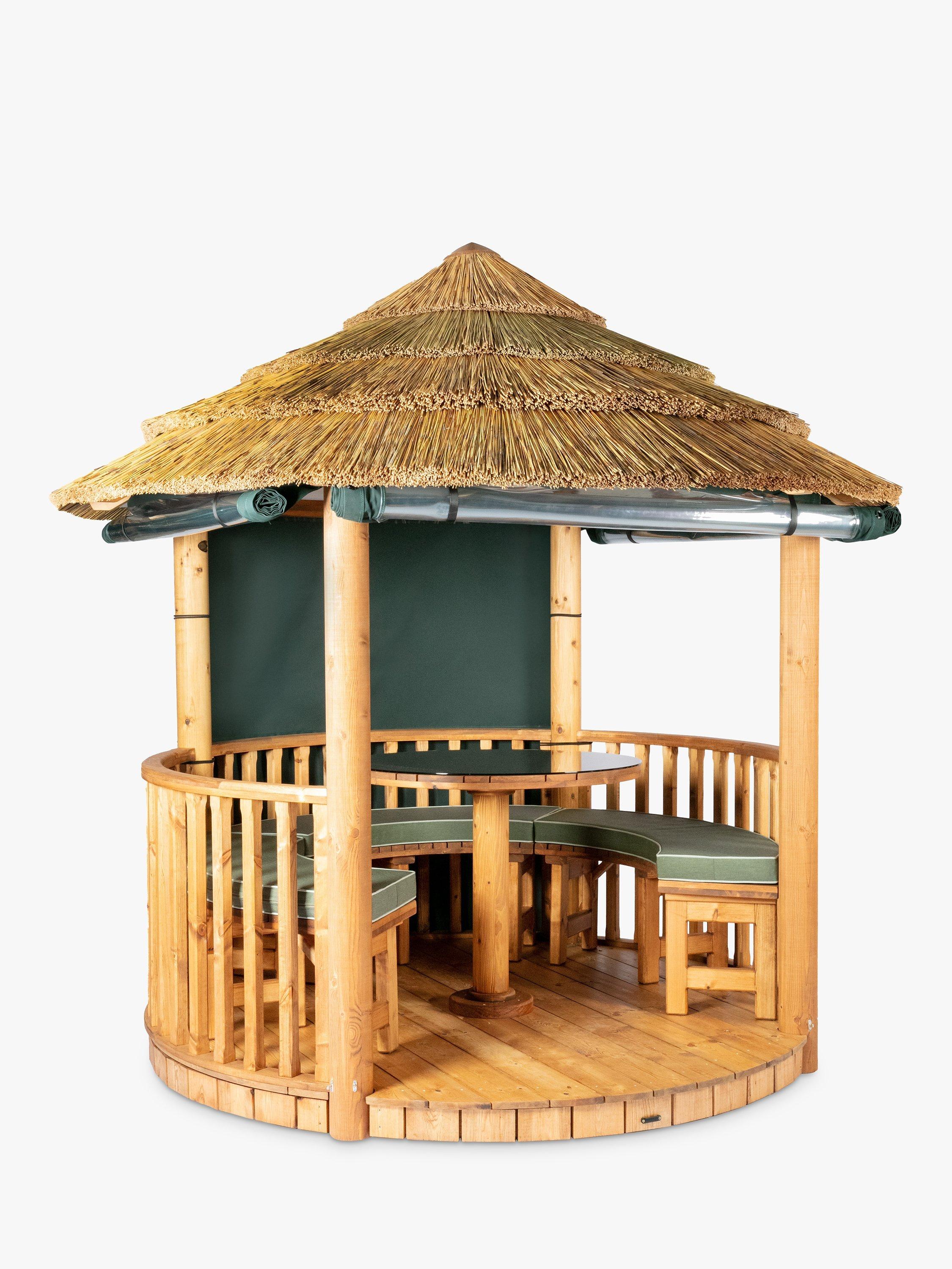 Breeze House Mara Cape Reed Thatch Roof Circular Gazebo, FSC-Certified (Scandinavian Redwood), Green