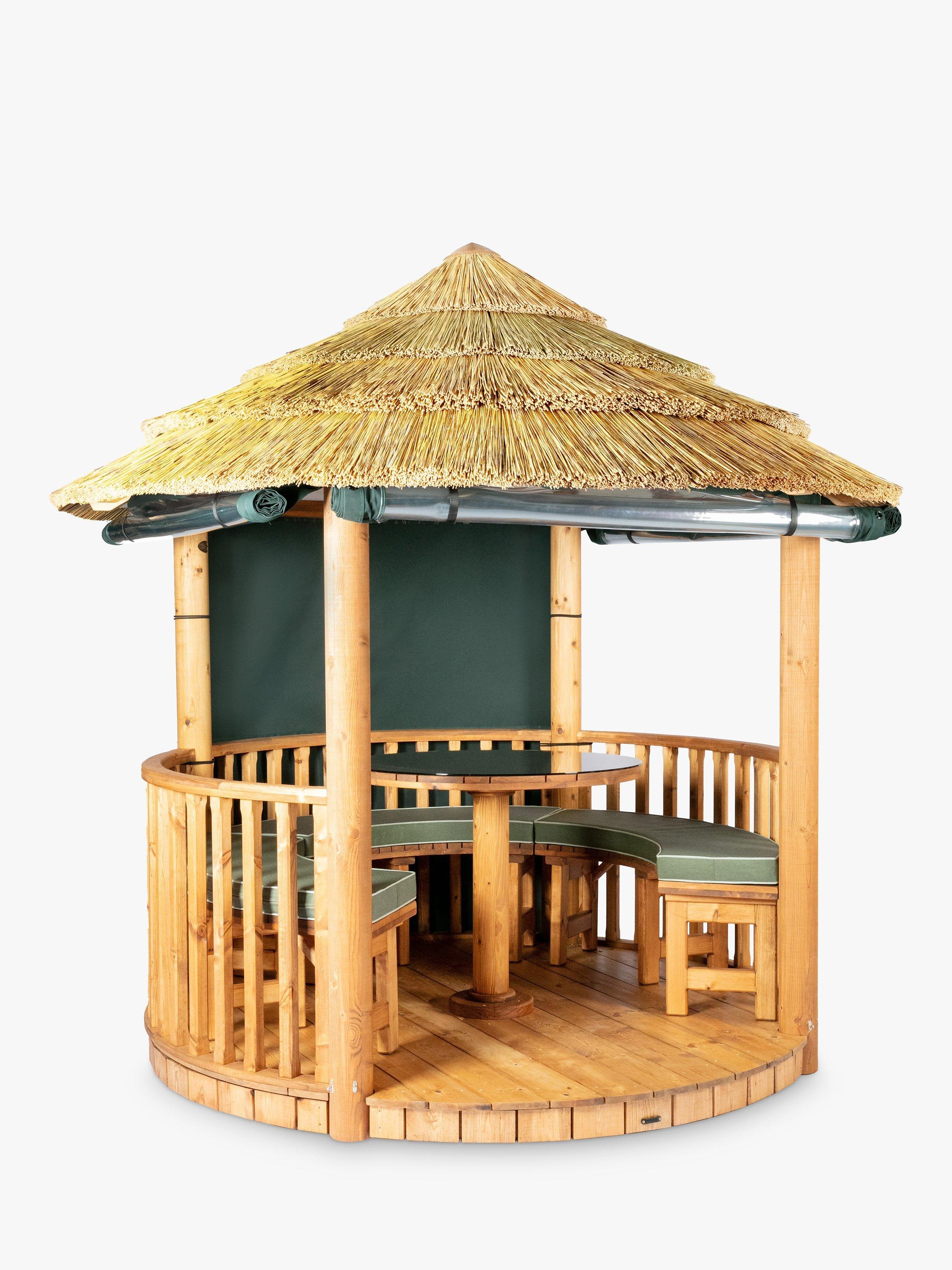 Breeze House Mara Combination Thatch Roof Circular Gazebo, FSC-Certified (Scandinavian Redwood), Green