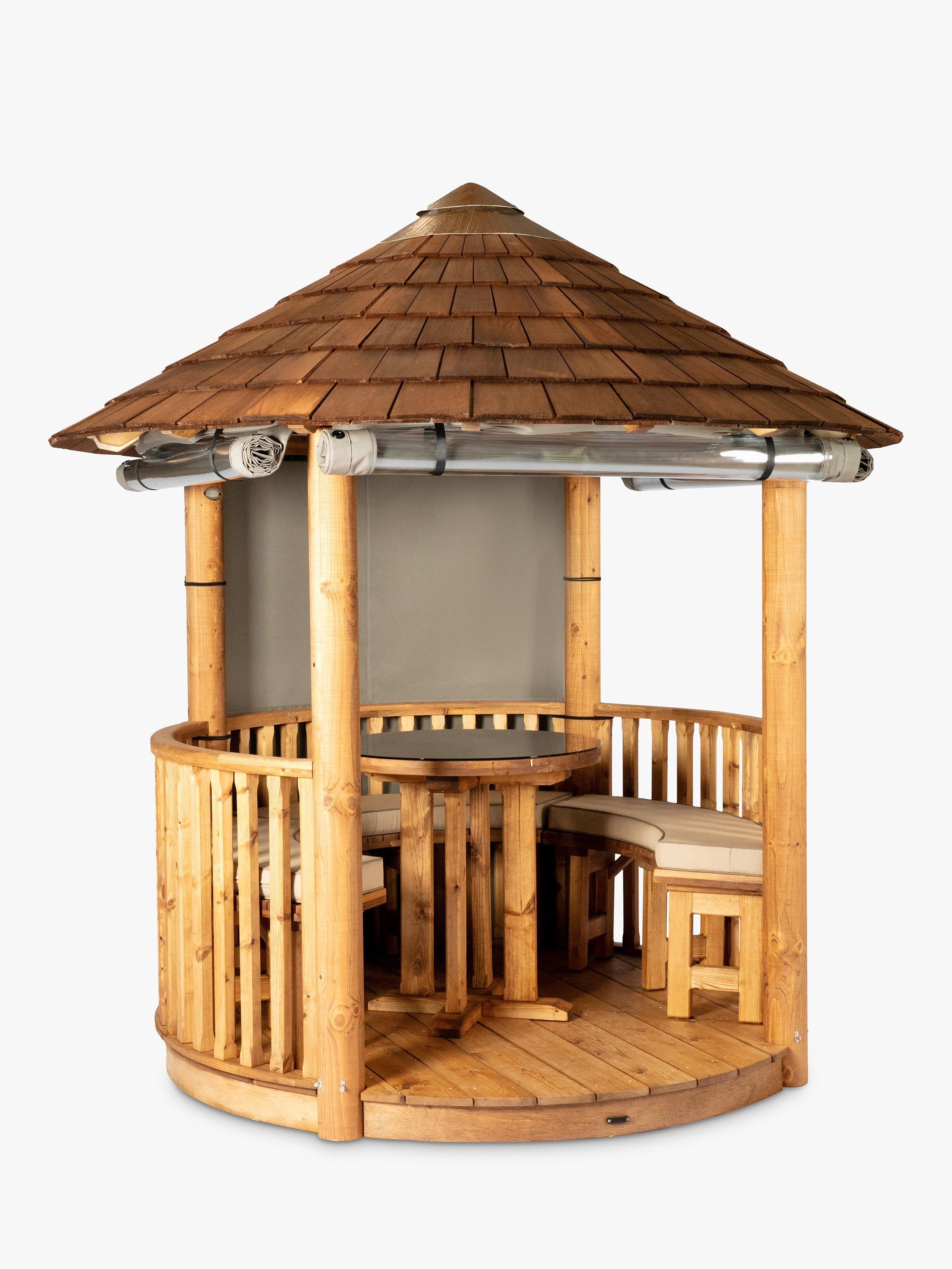 Breeze House Oasis Cedar Shingle Roof Circular Gazebo, FSC-Certified (Scandinavian Redwood), Taupe