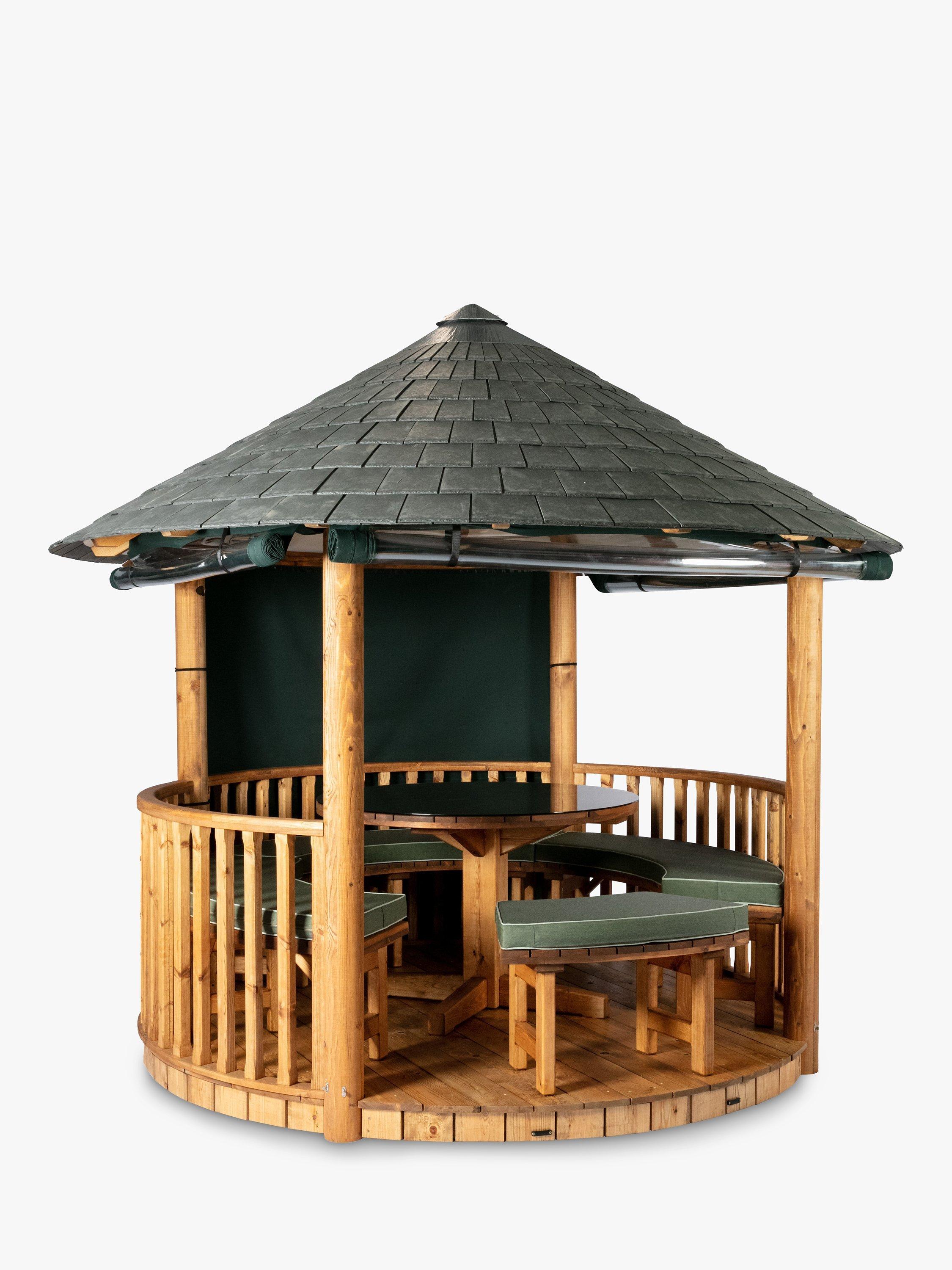 Breeze House Savannah Slate Effect Tile Roof Circular Gazebo, FSC-Certified (Scandinavian Redwood), Green