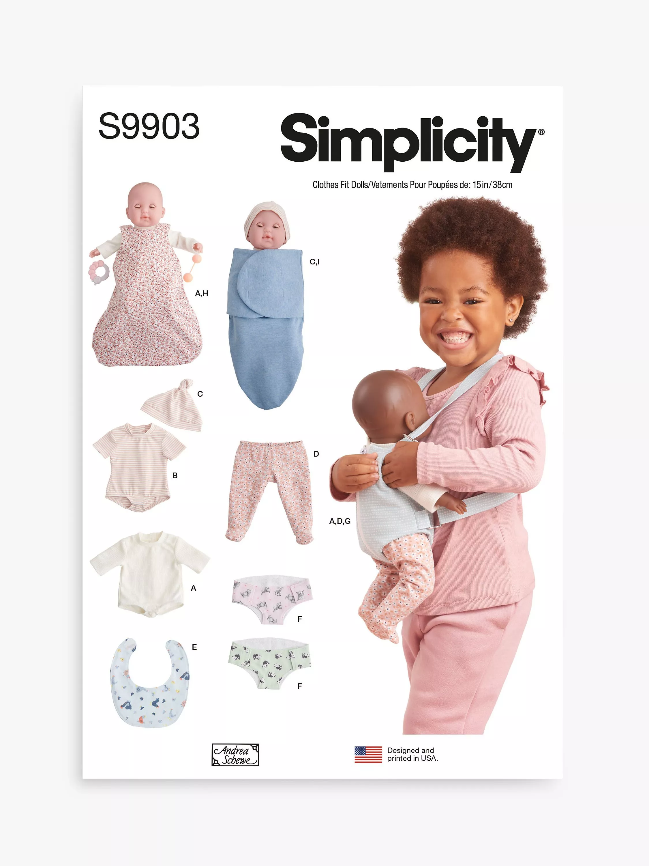 Simplicity 38cm Baby Doll Clothes and Accessories Sewing Pattern S9903