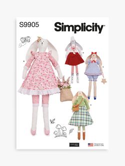 Simplicity 61cm Slender Plush Bunny and Clothes Sewing Pattern, S9905, Multi