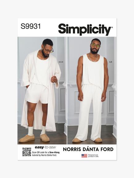 Simplicity Men's Robe, Knit Tank Top, Pants and Shorts Sewing Pattern, S9931, Multi